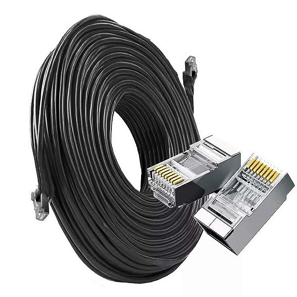 Cabo De Rede E Cftv Blindado Ftp Gigabit Crimpado Pronto 50m