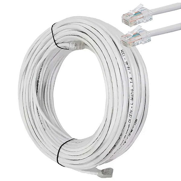 Cabo de Rede Cftv 15 Metros 8 Vias Upt 4 Pares Cat5 Branco