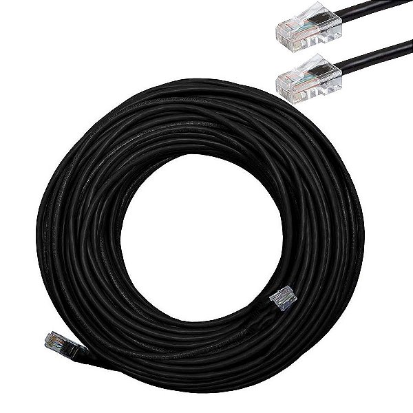 Cabo de Rede Cftv 15 Metros 8 Vias Upt 4 Pares Cat5 Preto