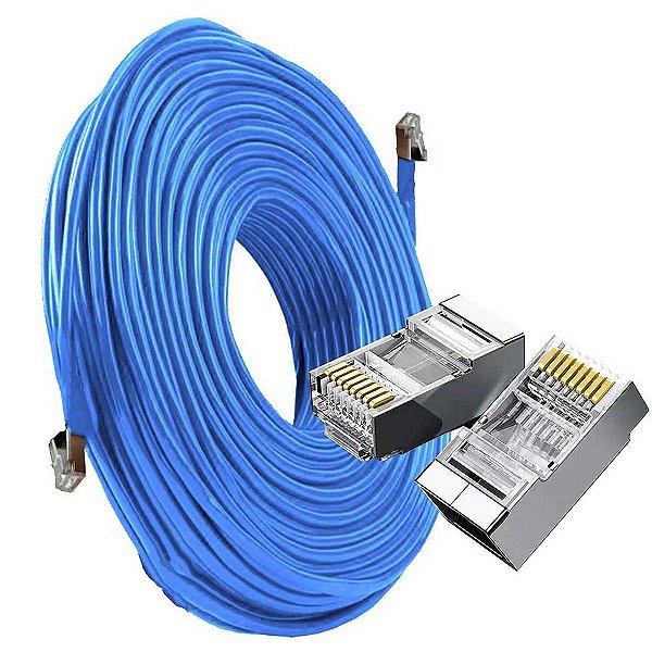 Cabo De Rede Cftv Blindado Ftp Gigabit Crimpado Pronto 100m