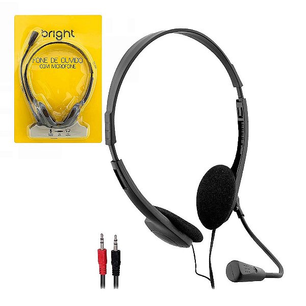 Fone Headset Office Com Microfone Regulável Bright Preto