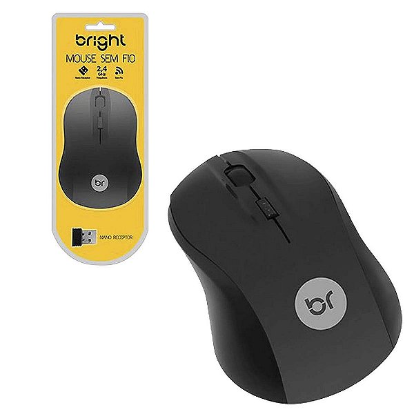 Mouse Bright Mini  Sem Fio 1000Dpi Wireless Preto