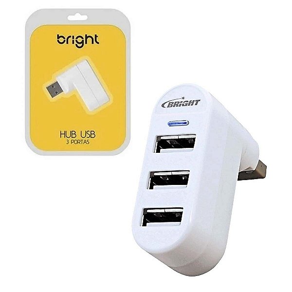 Hub USB, Bright 0335 2.0 3 Portas Usb Para Notebook Branco