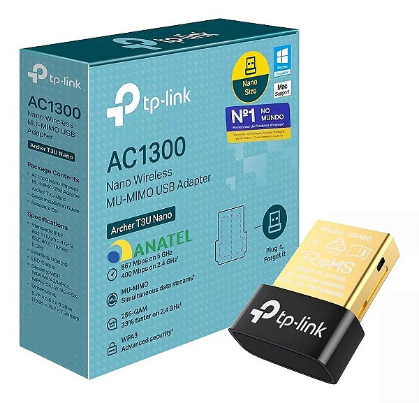 Adaptador Usb Wi-fi Tp-link Archer T3u Nano Ac1300 5ghz