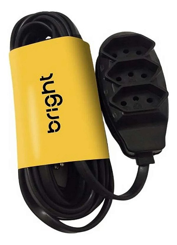 Extensão Elétrica Bright 2metros 3 Pinos 2p+t Fl006 Preto