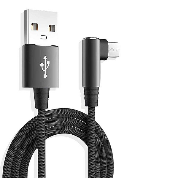 Kit 10 Cabo Gamer Uber 90 Graus Tipo C Usb C 1M Turbo Preto