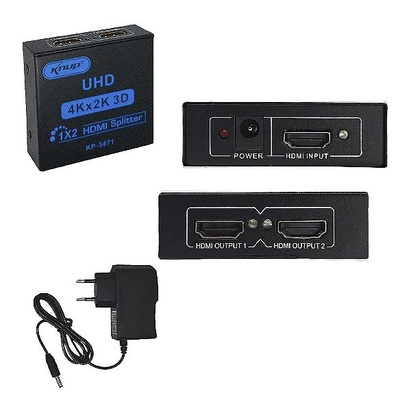 Splitter Hdmi Divisor Para 2 Telas Fhd Quebra Dhcp C/ Fonte