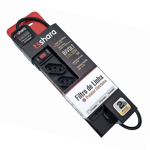 Filtro De Linha Ts Shara Protetor 4 Tomadas Bivolt 1,5M