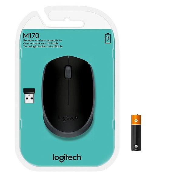 Mouse Optico Wireless Sem Fio Com Pilha Preto M170 Logitech