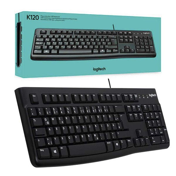 Teclado Com Cabo Usb 1,8m Logitech K120 Preto Alta Qualidade