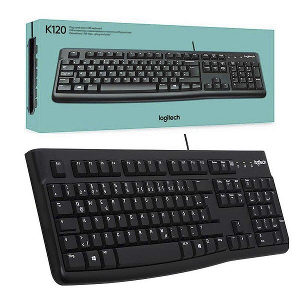 Teclado Com Cabo Usb 1,8m Logitech K120 Preto Alta Qualidade