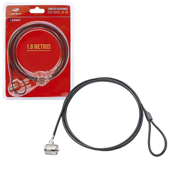 Cabo De Segurança Aço Para Notebook Trava 1,8m Cs-30 C3Tech