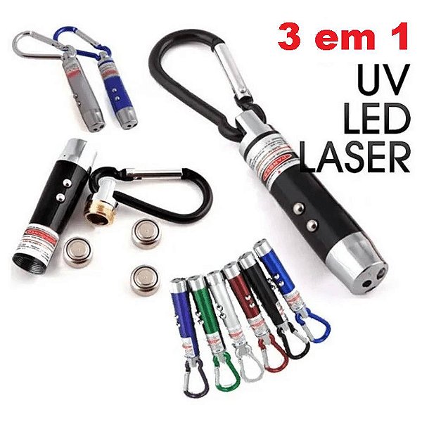 Chaveiro 3X1 Laser Lanterna Identificador Nota Falsa - bolso