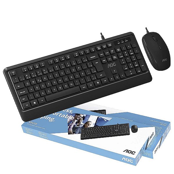 Kit Teclado E Mouse Com Fio Usb Aoc Slim Office Ç Lançamento