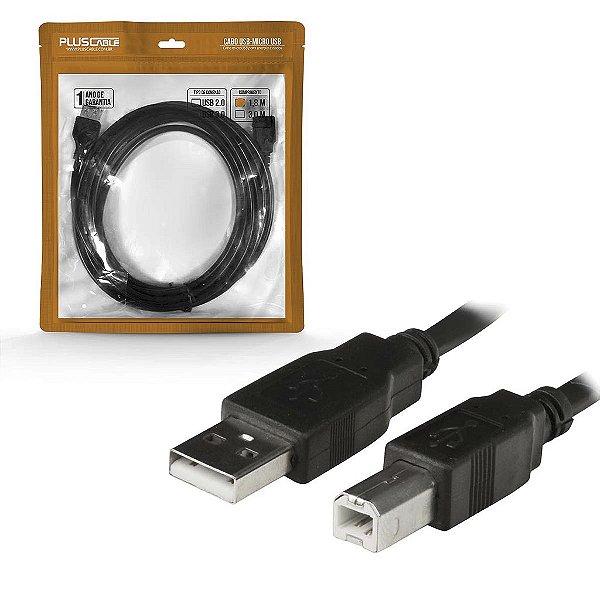 Cabo Usb 2.0 AmxBm Impressora 1,8M Preto Usb1801 Plus Cable