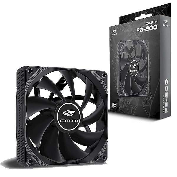 Cooler Fan Para Gabinete C3Tech 120mm 12cm Preto F9-200BK