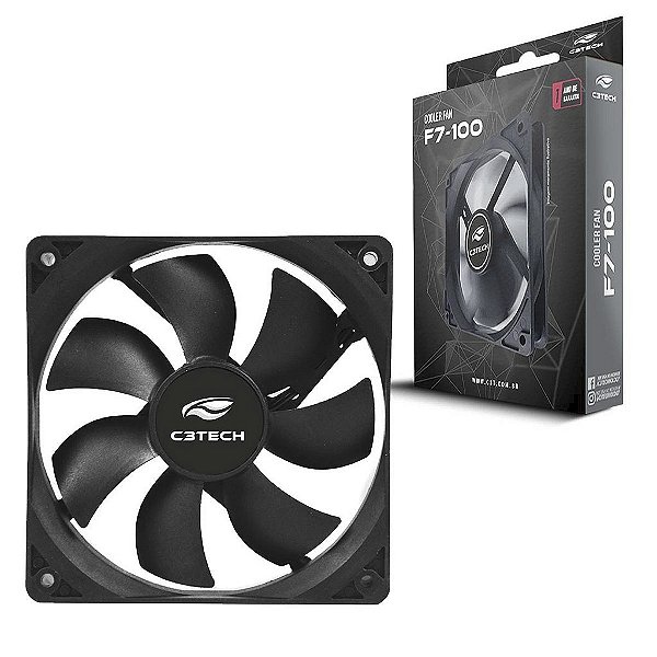 Cooler Fan Para Gabinete C3Tech 120mm 12cm Preto F7-100Bk