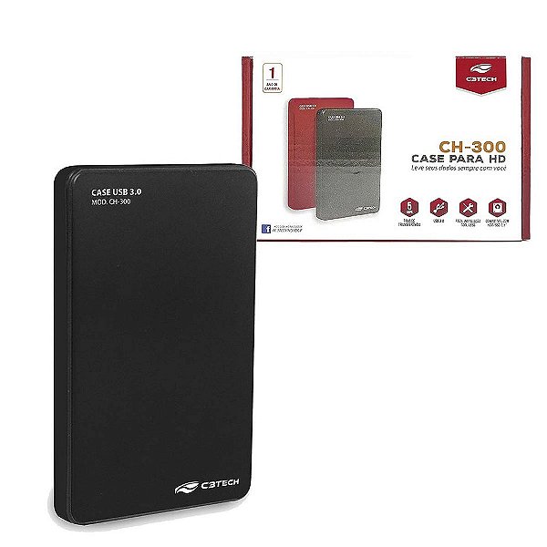 Case Para Hd Ssd 2,5 De Notebook Usb 3.0 5Gbps Preto C3Tech