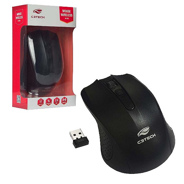 Mouse Optico C3Tech Sem Fio Wi-fi 1000dpi Preto M-W20Bk