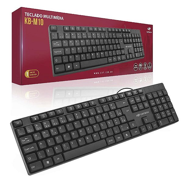 Teclado Usb Resistente a Respingos Kb-M10Bk Preto C3Tech
