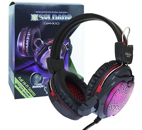 Headset Gamer GH-X10 X Soldado com LED PC microfone stereo