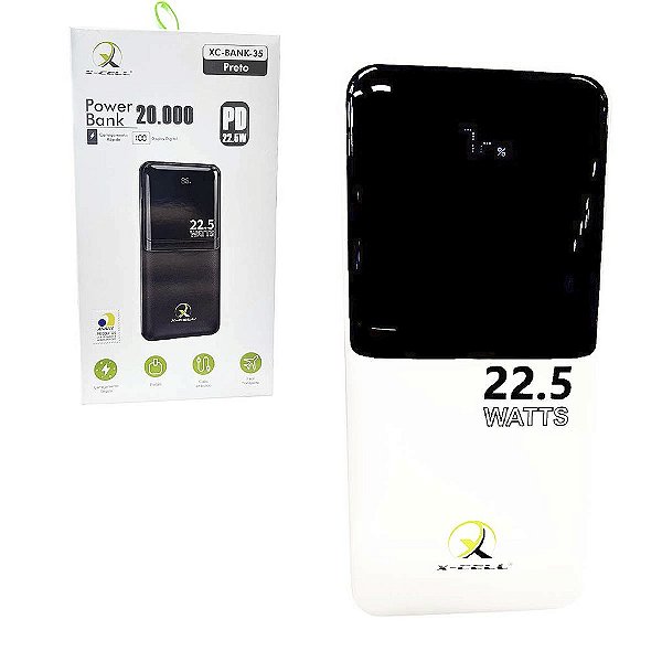 Carregador Portátil Powerbank 20.000Mah Usb C Light Preto
