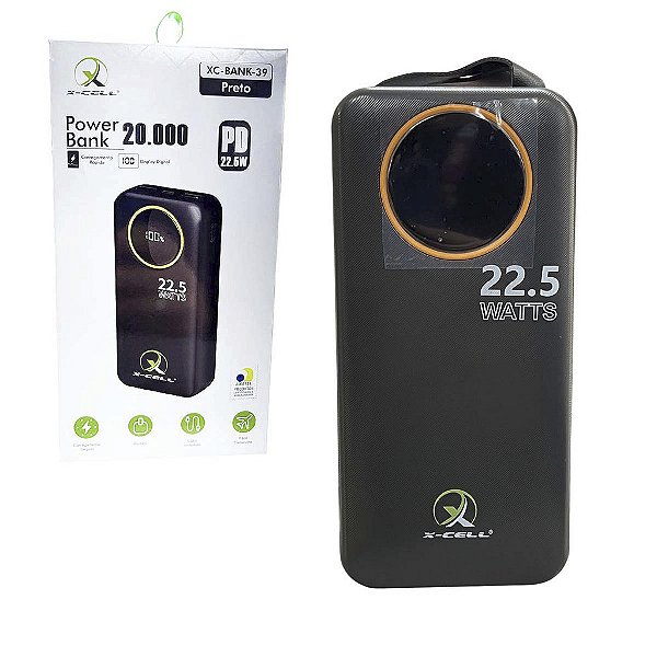 Carregador Portátil Powerbank 24.000Mah Usb C Light Preto