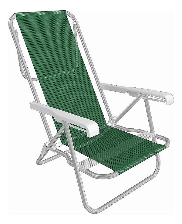 CADEIRA RECLINAVEL 8 POSIÇÕES ALUMINIO VERDE 2528