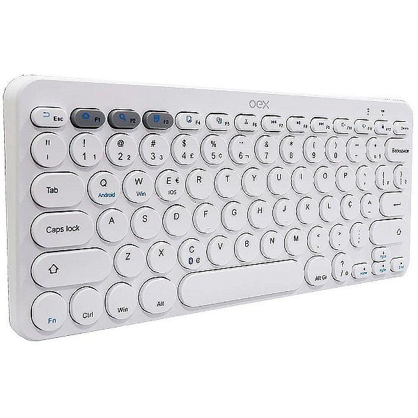 Teclado Bluetooth Retrô Abnt2 Slim Recarregável Branco Oex'