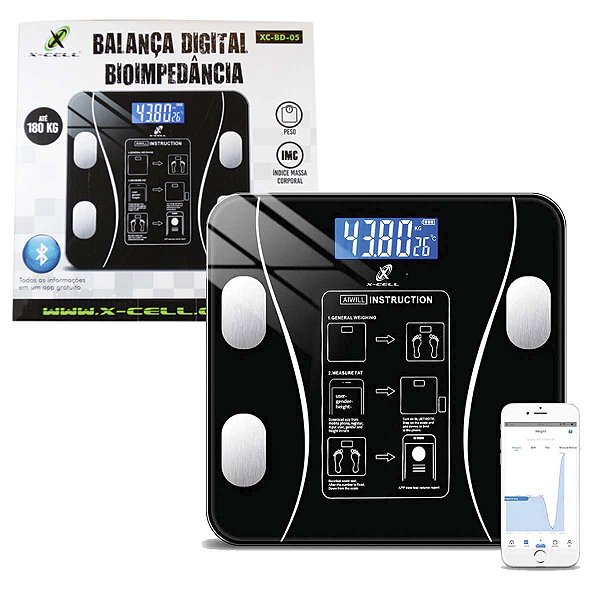 Balança Digital Corporal Banheiro Bioimpedância Bluetooth