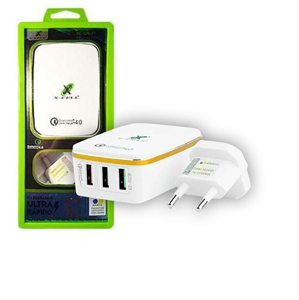 Carregador Pino Universal Quick Charge 5.1a 27W  3 Usb Xcell