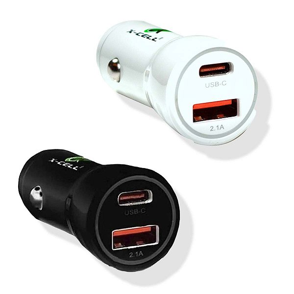 Carregador Veicular Usb Usb + Usb C 30W 4.8a X-Cell Xc-V13