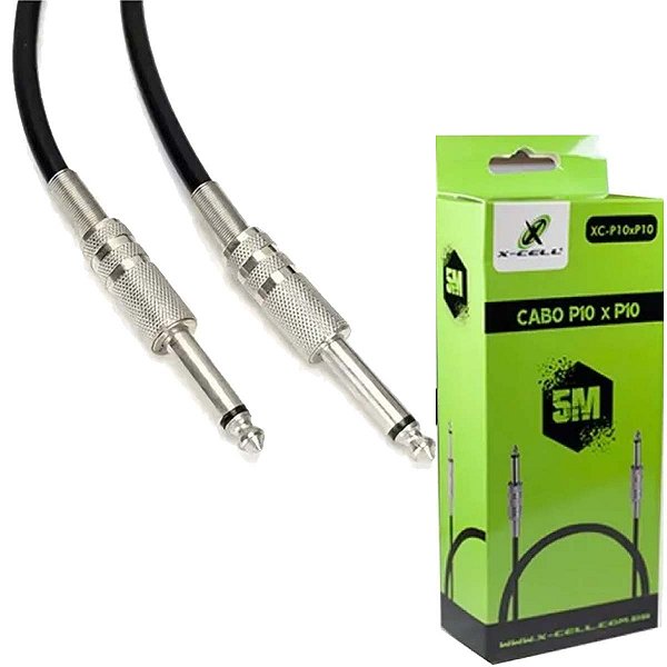 Cabo P10 X P10 5 Metros Para Audio Amplificador Som Estudio