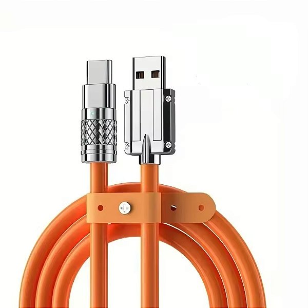 Cabo Usb C Tipo C Turbo Metal Silicone 120w 5A Flexivel