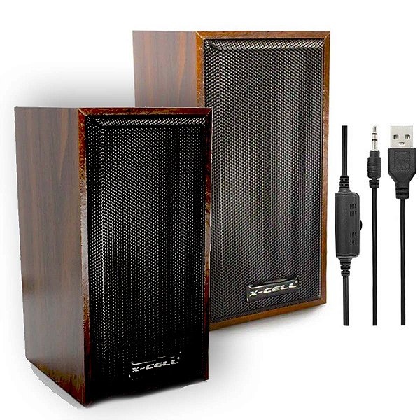 Caixa de Som Multimidia USB P2 10W RMS Madeira Marrom