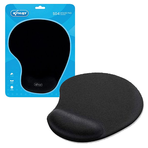 Mouse Pad Gel Preto Apoio De Pulso Ergonomico Office Knup