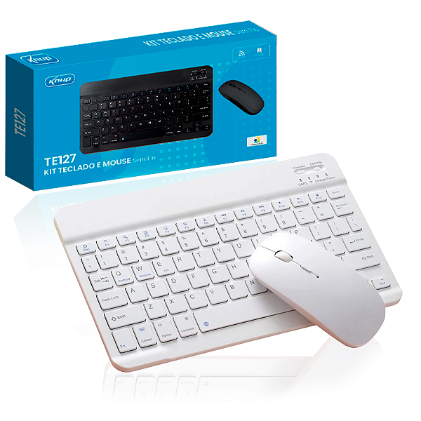 Kit Teclado e Mouse Sem Fio Bluetooth P/ Mac Android Tablet