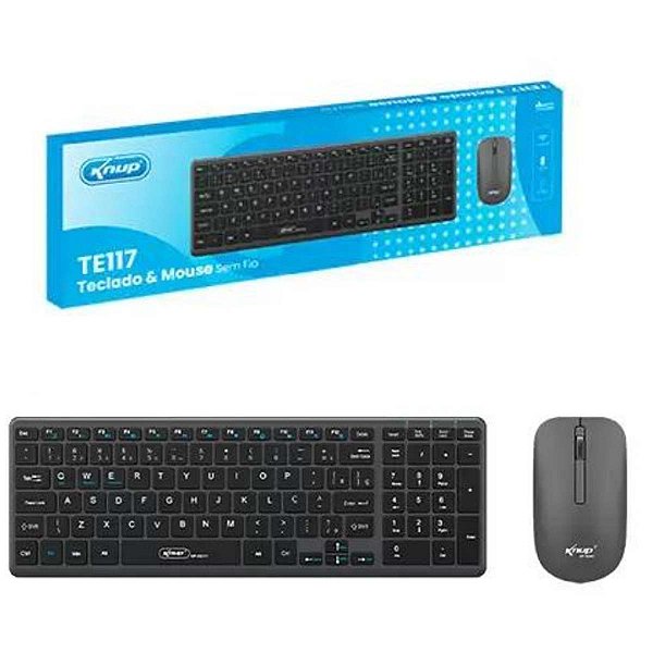 Kit Teclado Mouse Sem Fio Recarregável Usb Abnt2 Pc Mac Note