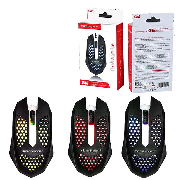 Mouse Gamer Usb Com Fio 1000 Dpi Mo-g16 RGB Cabo 1,20m