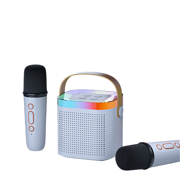 Caixa De Som Bluetooth Karaoke Portatil C/ 2 Microfones Azul