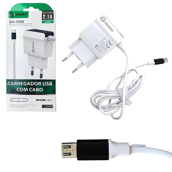Tomada Carregador V8 Micro Usb 1 Saída Usb 2.1a Samsung J5