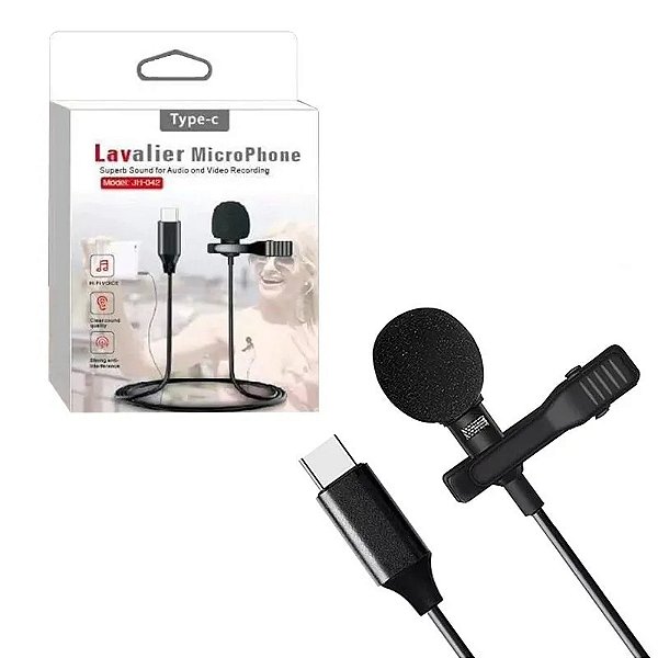 Microfone De Lapela Com Entrada Usb-C Tipo C Android Jh-042