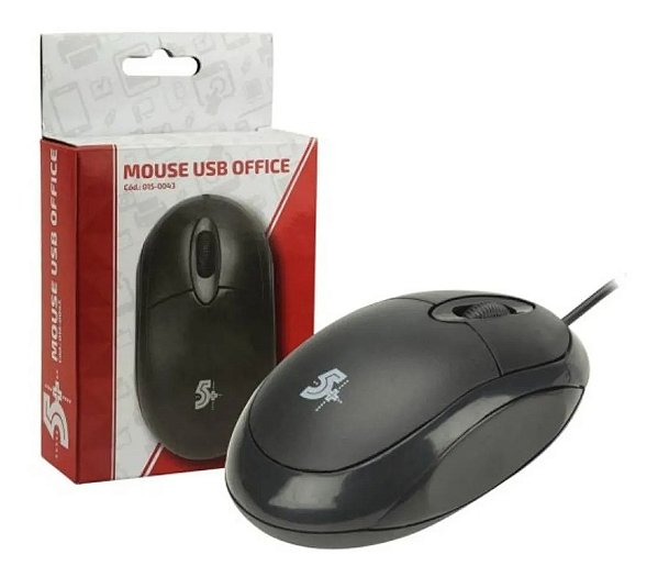 Mouse Óptico Usb 5+ Office Ergonômico Plug And Play 1000dpi