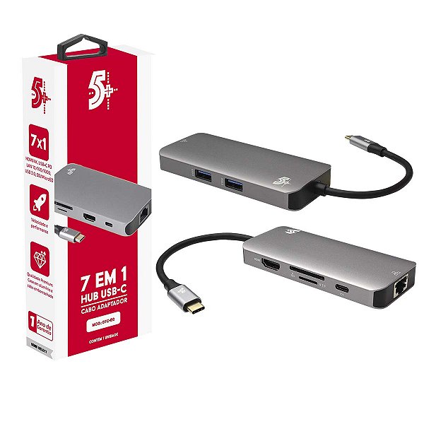 Adaptador Usb C 7x1 Para Hdmi Rj45 Usb 3.0 Sd Tf Usb A Pd