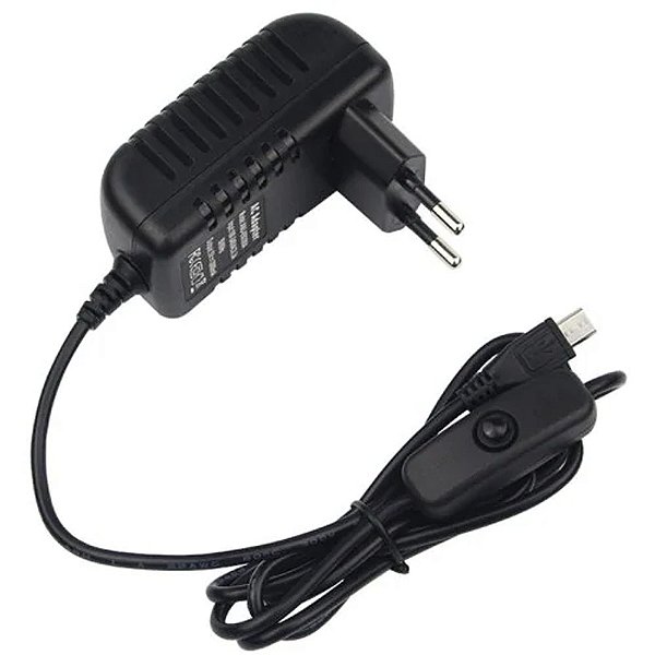 Fonte V8 Micro Usb 5v 3a Botão On/Off Raspberry Fire Stick