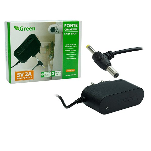 Fonte De Alimentação Bivolt Automática 5v 2a Plug P4 Duplo