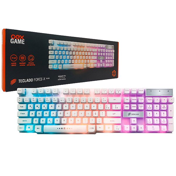 Teclado Gamer Force-x Usb Oex Iluminado Branco Tc201