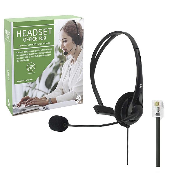Headset Office 5+ Com Conector Rj9 Para Telefone Intelbras