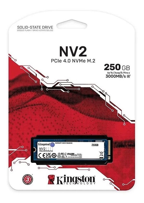 Ssd Kingston 250Gb M.2 Nvme Nv2 Pci-E 2280 Gen4X4 Snv2S