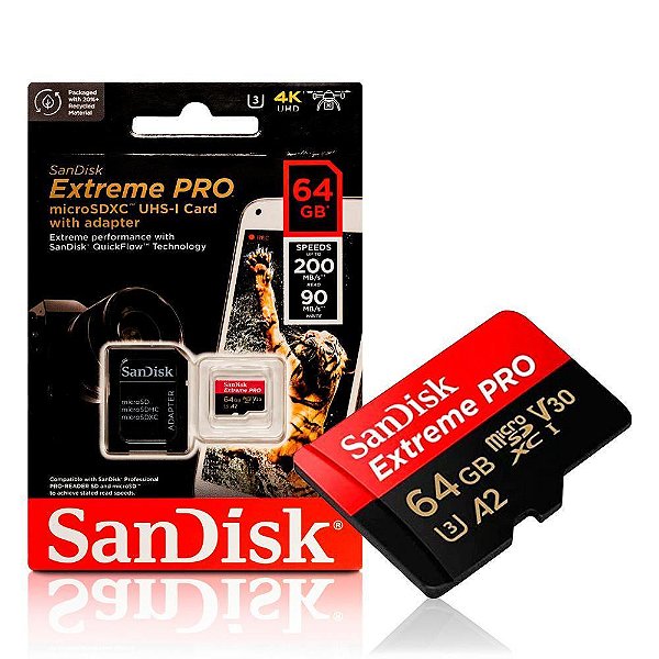Cartao De Memoria Sandisk Extreme Pro Micro Sd 64gb